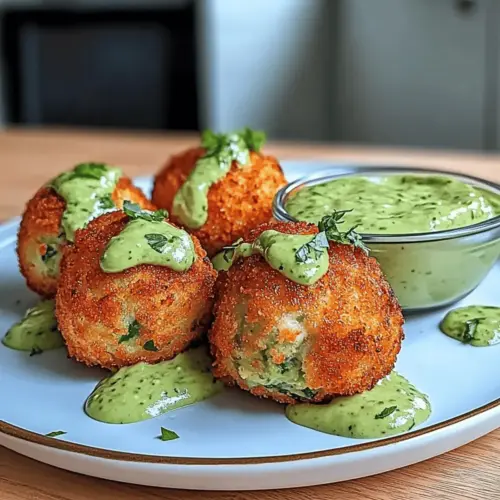 Salmon Balls with Creamy Avocado Sauce