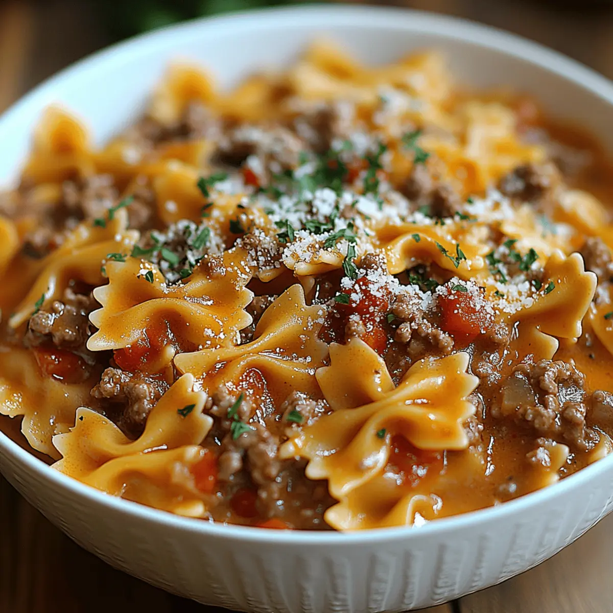 Bowtie Pasta with Ground Beef