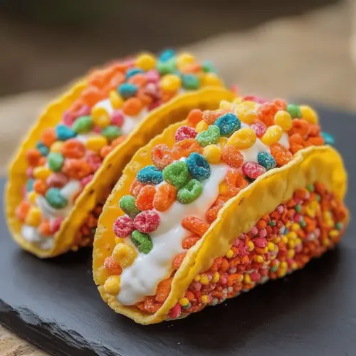 Fruity Pebbles Cheesecake Tacos