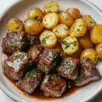 Garlic Butter Steak Bites and Potatoe