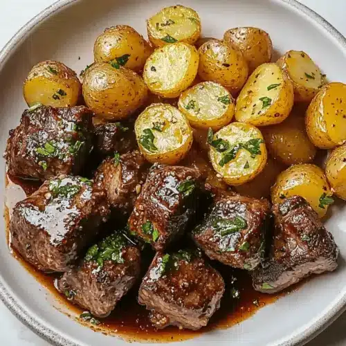 Garlic Butter Steak Bites and Potatoe