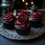 Wednesday Morticia’s Midnight Rose Garden Cupcakes