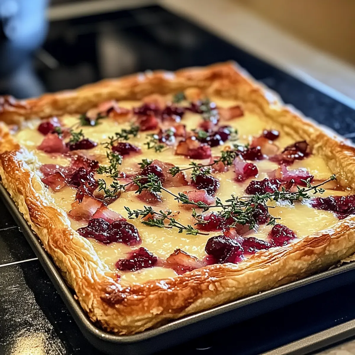 Cranberry Brie Tart with Pancetta & Thyme