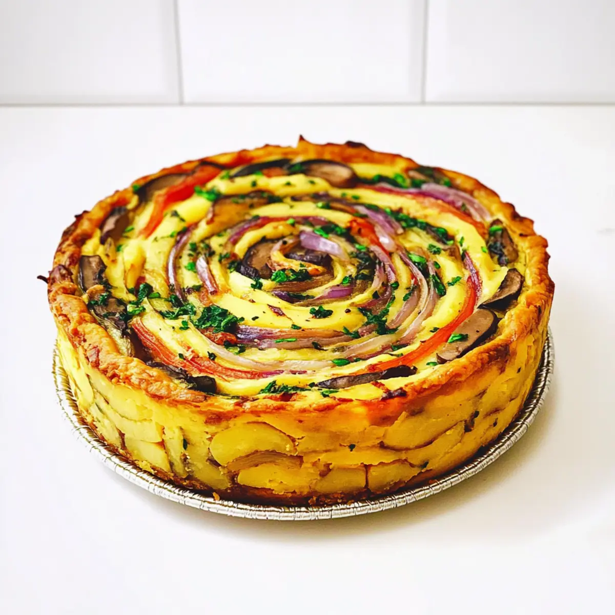 Potato Crust Mung Bean Quiche Vegan