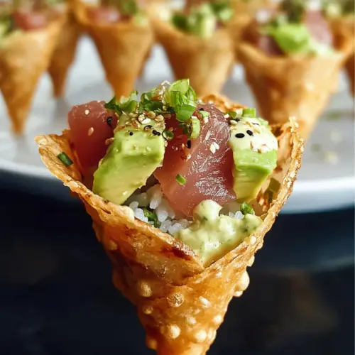 Sushi Wonton Cones