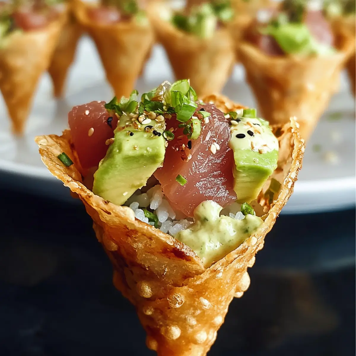 Sushi Wonton Cones