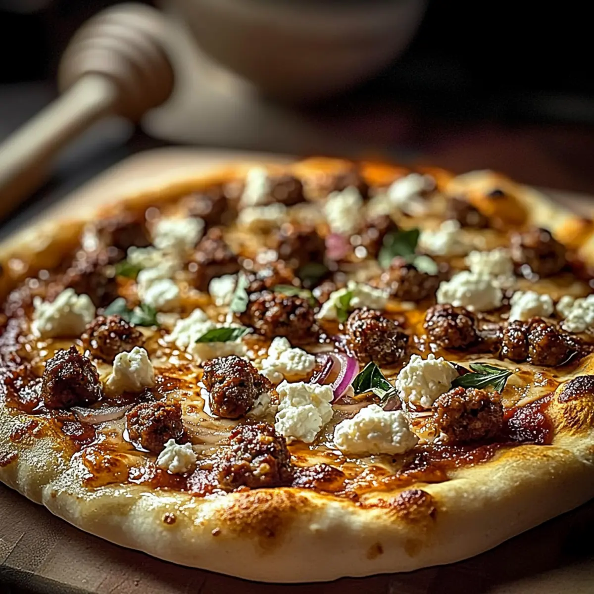 Sausage Feta Honey Pizza
