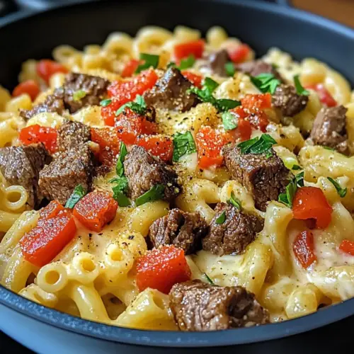 Steak & Pepper Jack Queso Mac