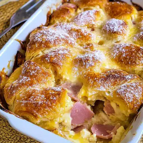 Ham and Cheese Croissant Breakfast Casserole