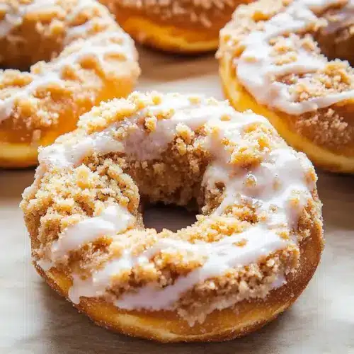Coffee Cake Donuts with Vanilla Glaze
