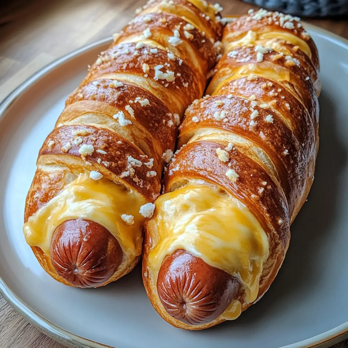 Soft Baked Cheesy Pretzel Dogs