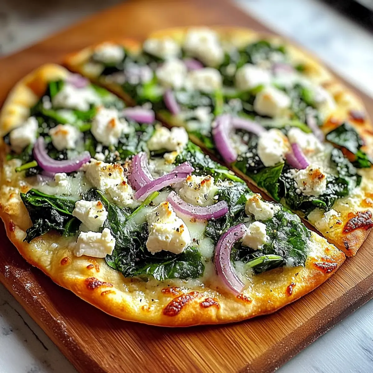 Spinach Feta Flatbread Pizza