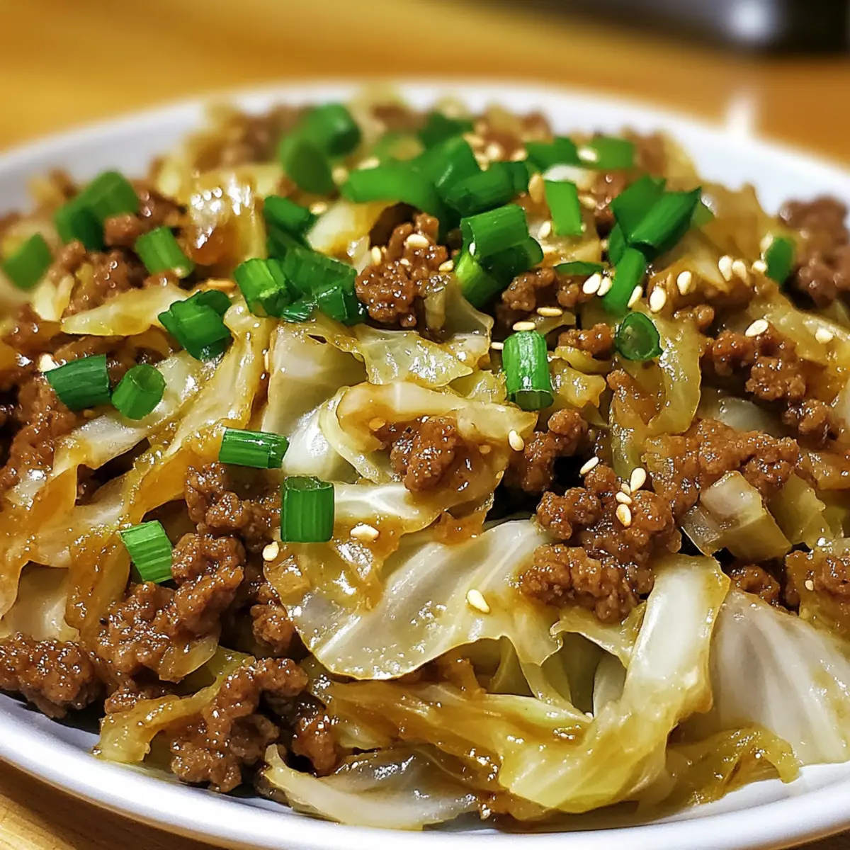 Low-Carb Mongolian Ground Beef and Cabbage