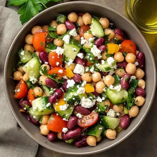 Mediterranean Zesty Bean Salad with Feta