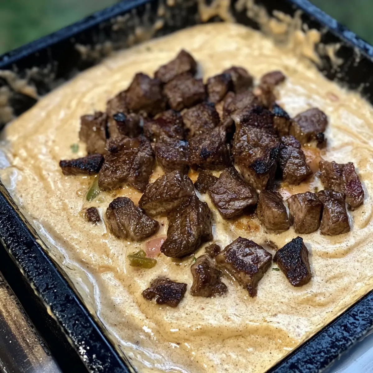 Smoked Queso with Steak Bites