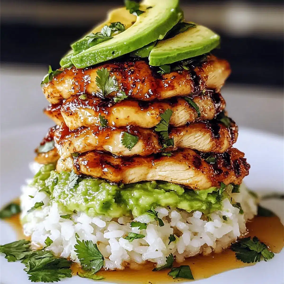 Honey Lime Chicken & Avocado Rice Stack