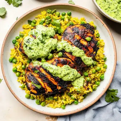 Peruvian Chicken & Rice with Green Sauce