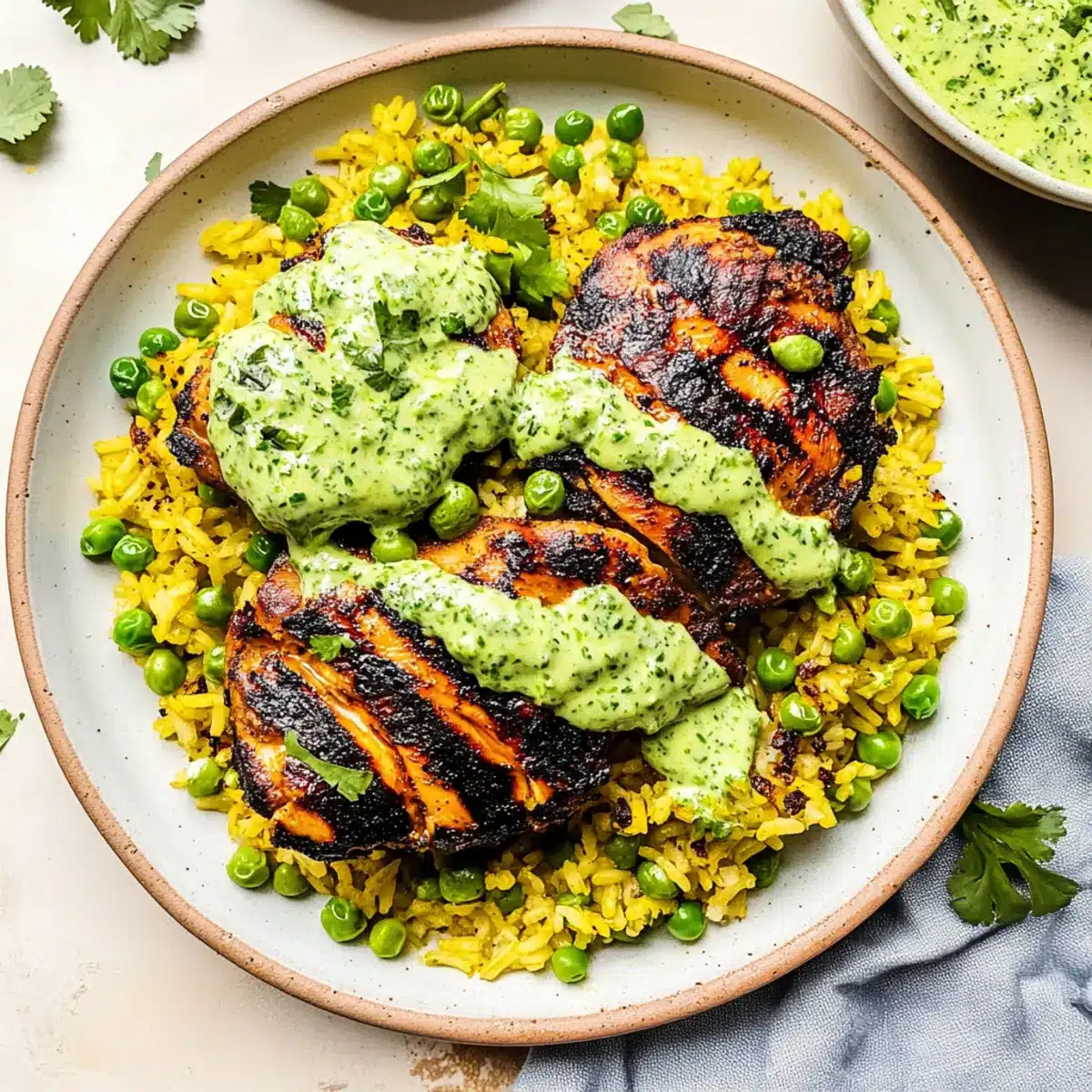Peruvian Chicken & Rice with Green Sauce