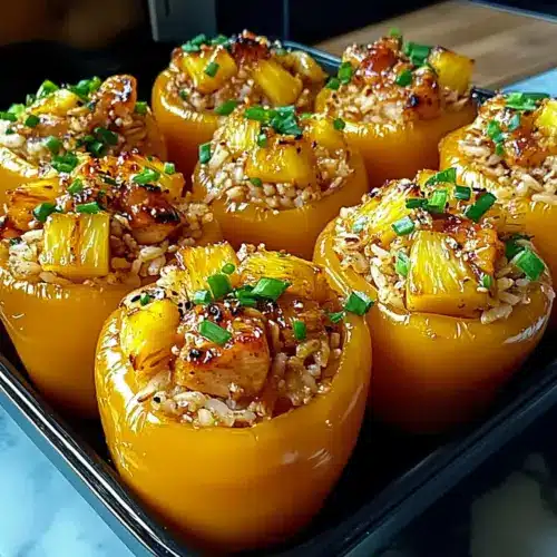 Teriyaki Pineapple Chicken and Rice Stuffed Peppers