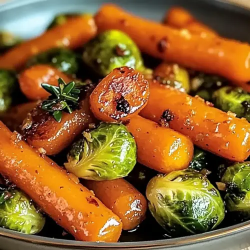 Crispy Maple Glazed Carrots and Brussel Sprouts