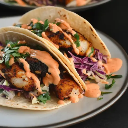 Blackened Fish Tacos with Cilantro Slaw