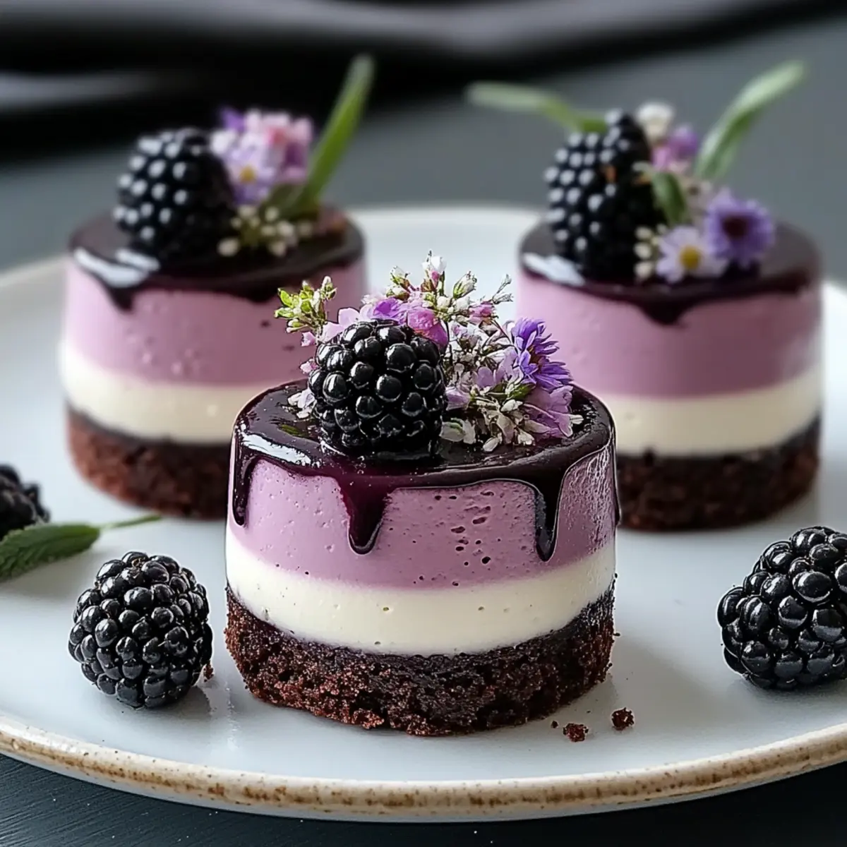 Mini Blackberry Mousse Cakes