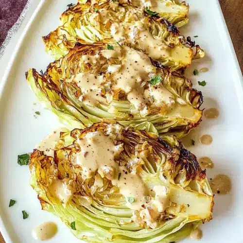 Roasted Cabbage with Amazing Onion Dijon Sauce