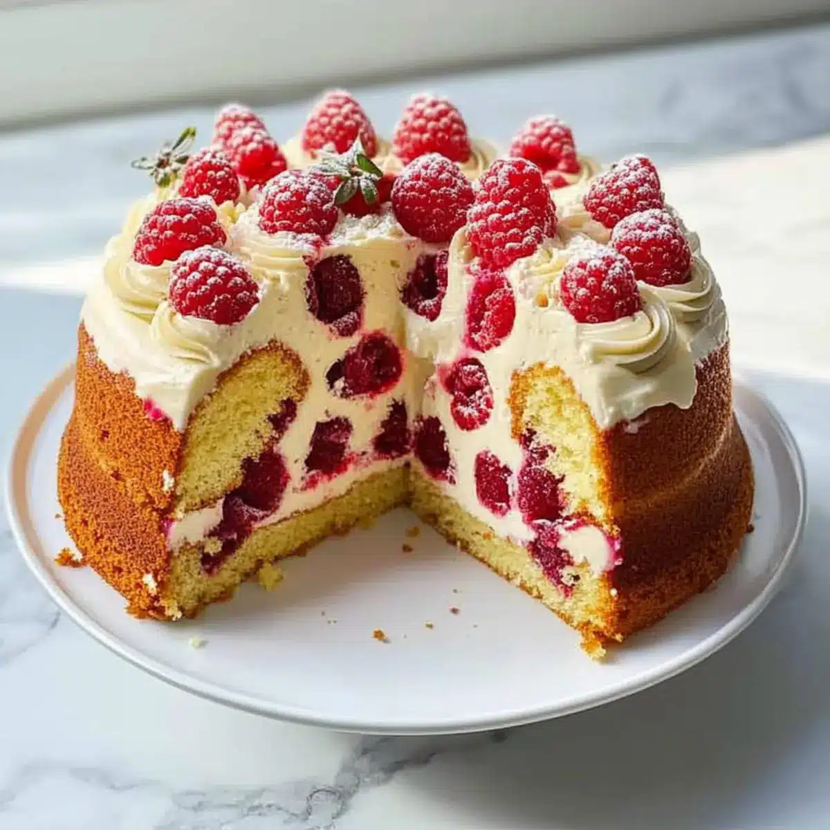 White Chocolate Raspberry Bundt Cake