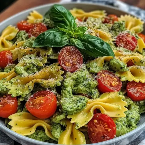 Creamy Avocado Pesto Farfalle Pasta Salad