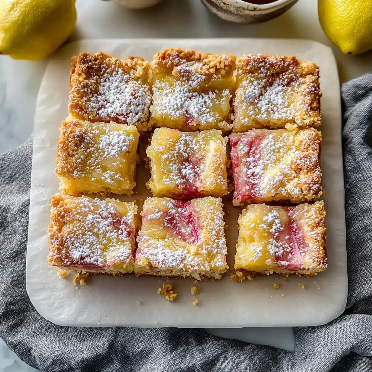 Delicious Lemon Rhubarb Bars