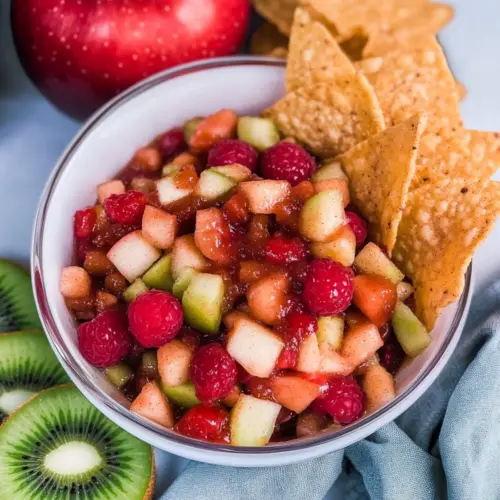 Fruit Salsa with Cinnamon Sugar Tortilla Chips