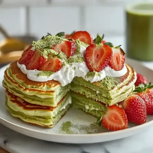 Strawberry Matcha Cream Cloud Pancakes