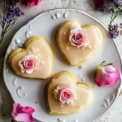 Lemon Rose Shortbread Cookies