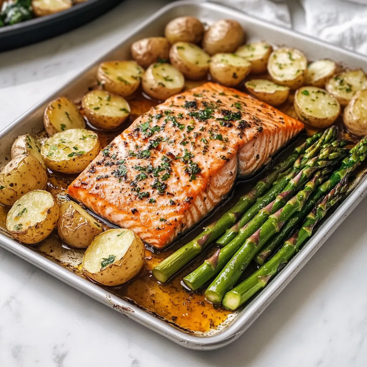 Sheet Pan Salmon With Asparagus and Potatoes