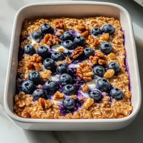 Blueberry Baked Oatmeal with Greek Yogurt
