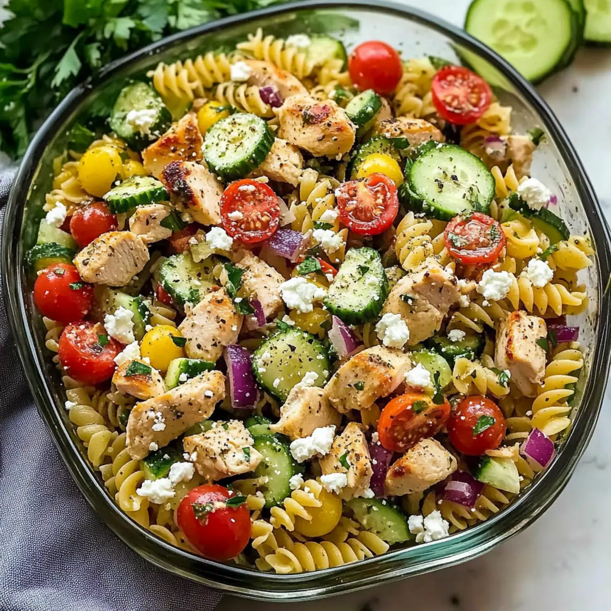Homemade Greek Chicken Pasta Salad