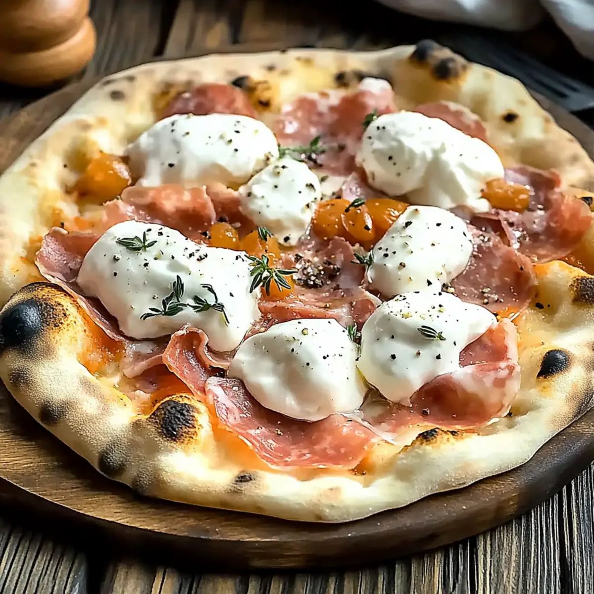 Pinsa with Mortadella and Burrata