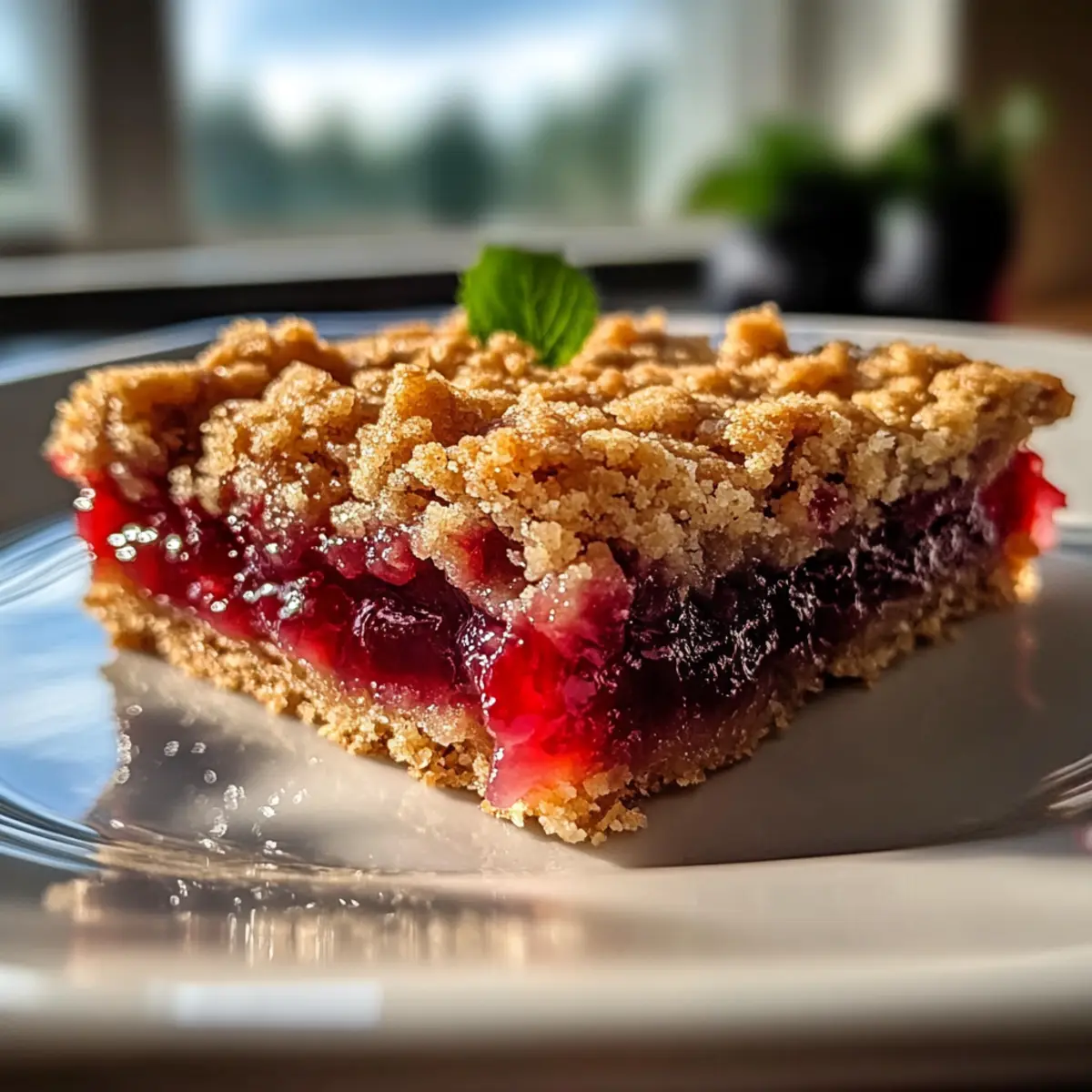 Cherry Rhubarb Crumble Bars