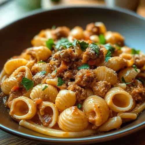 Creamy Beef and Shells Pasta