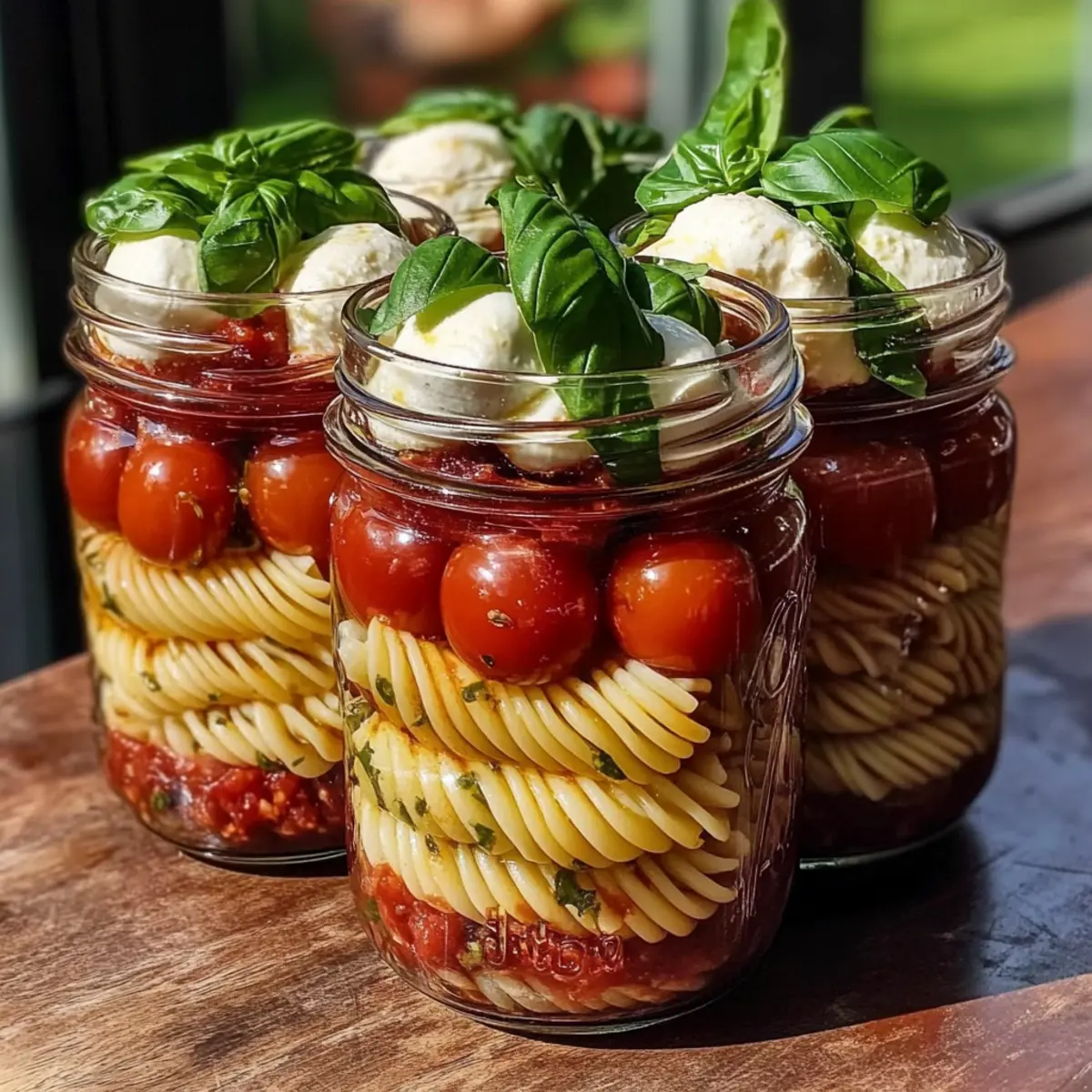 Caprese Pasta Jar Salads