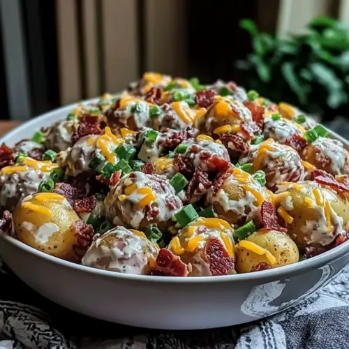 Creamy Loaded Potato Salad with Cheddar