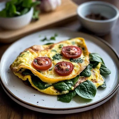 Vegetable-Stuffed Spinach & Mushroom Omelette