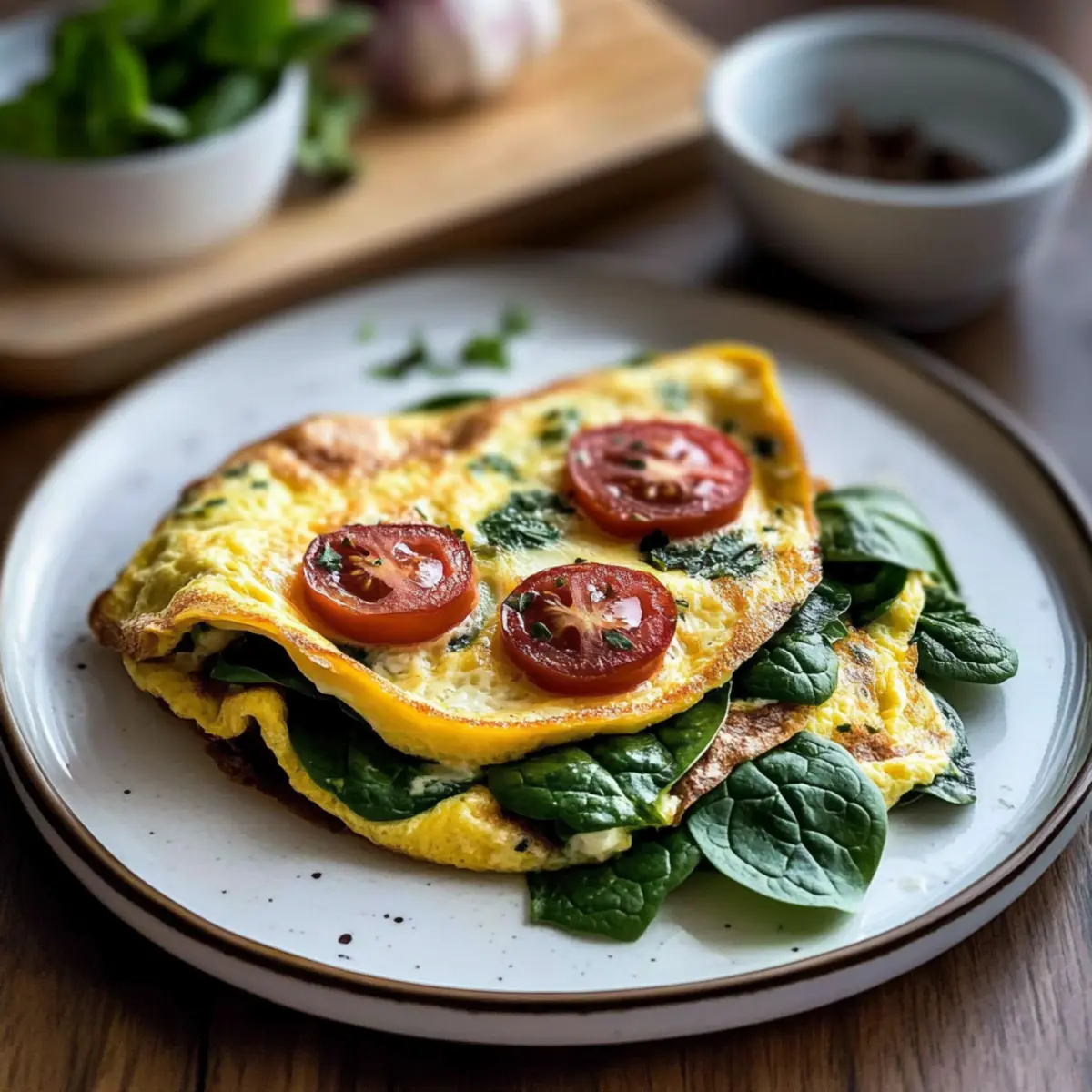 Vegetable-Stuffed Spinach & Mushroom Omelette