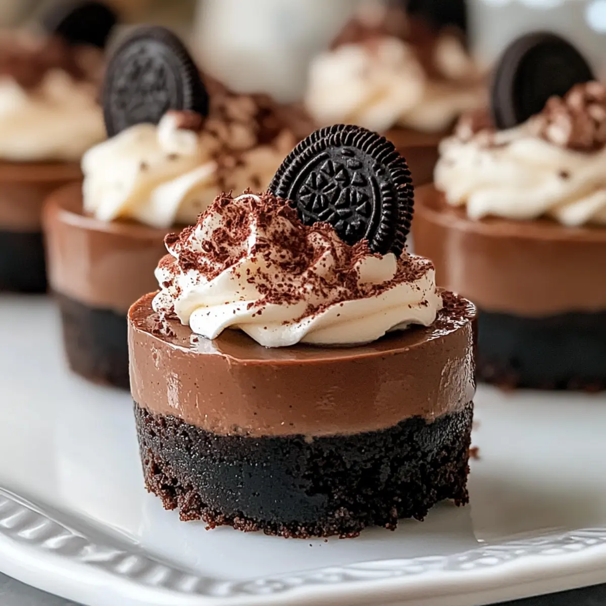 Mini Chocolate Cheesecakes with Oreo Crust