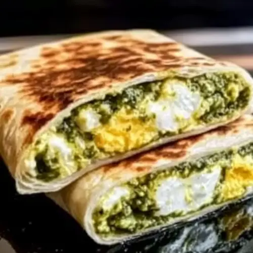 Cheesy Pesto Breakfast Wraps