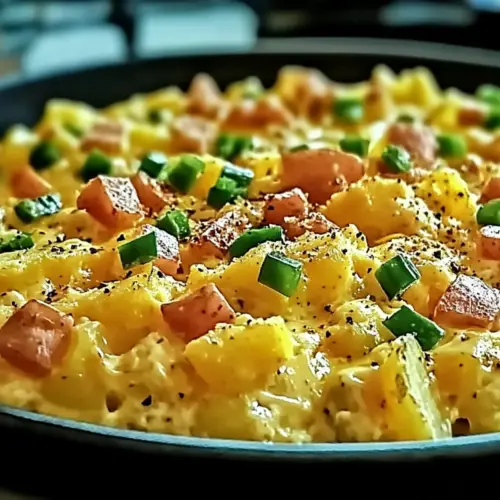 Cheesy Potato Egg Scramble