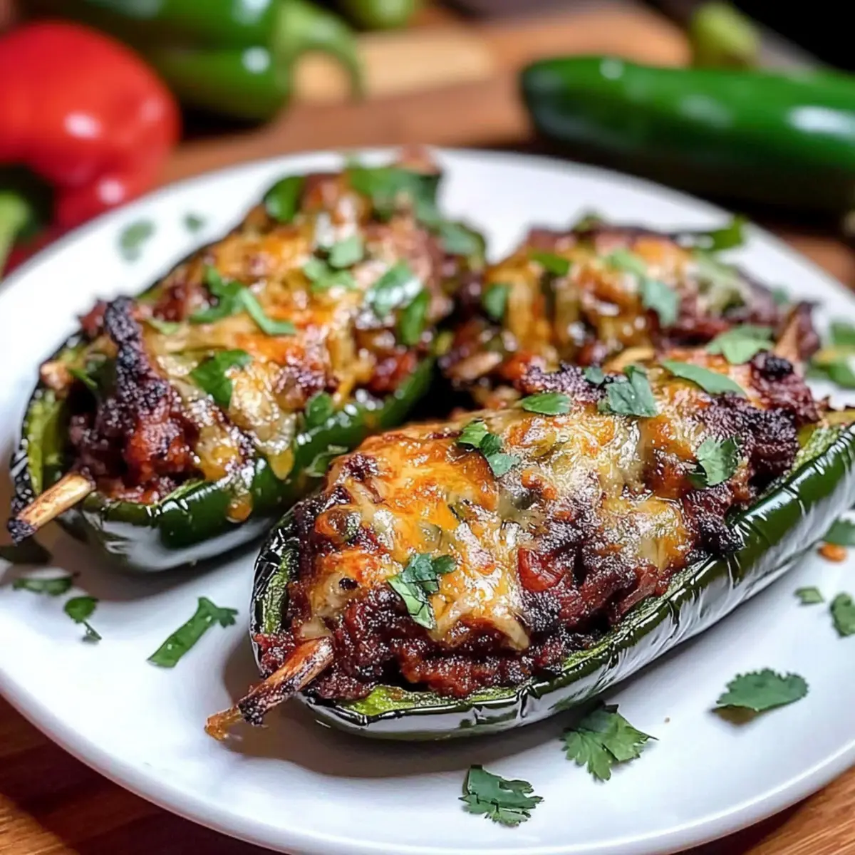 Smoky Brisket Stuffed Poblano Peppers