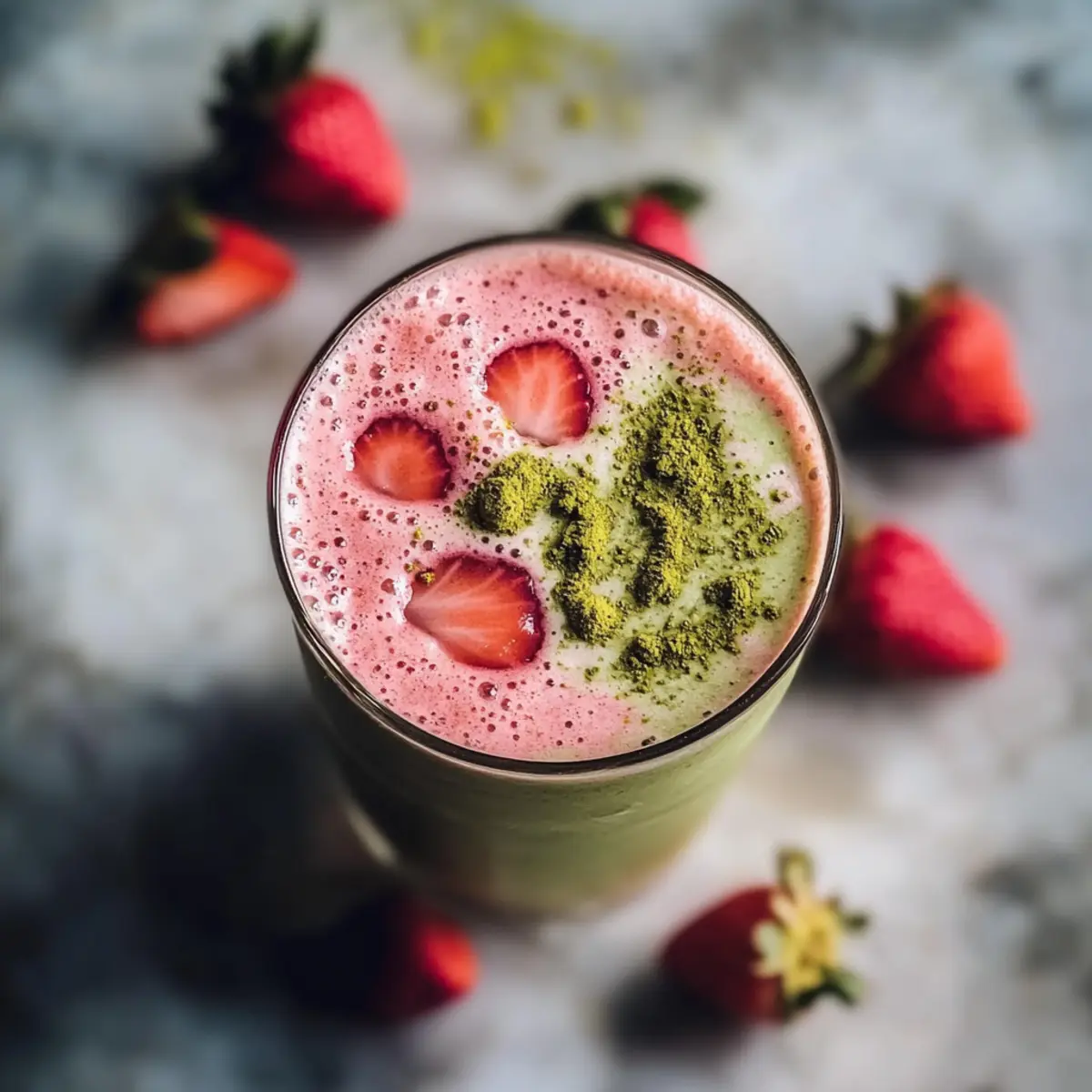 Strawberry Matcha Protein Smoothie Latte