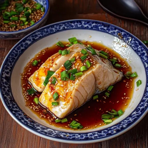 Poached Fish with Soy Glaze