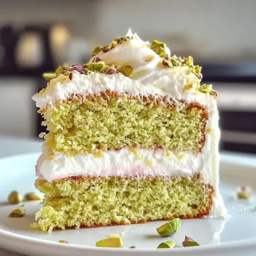Pistachio Rosewater Cake with Cream